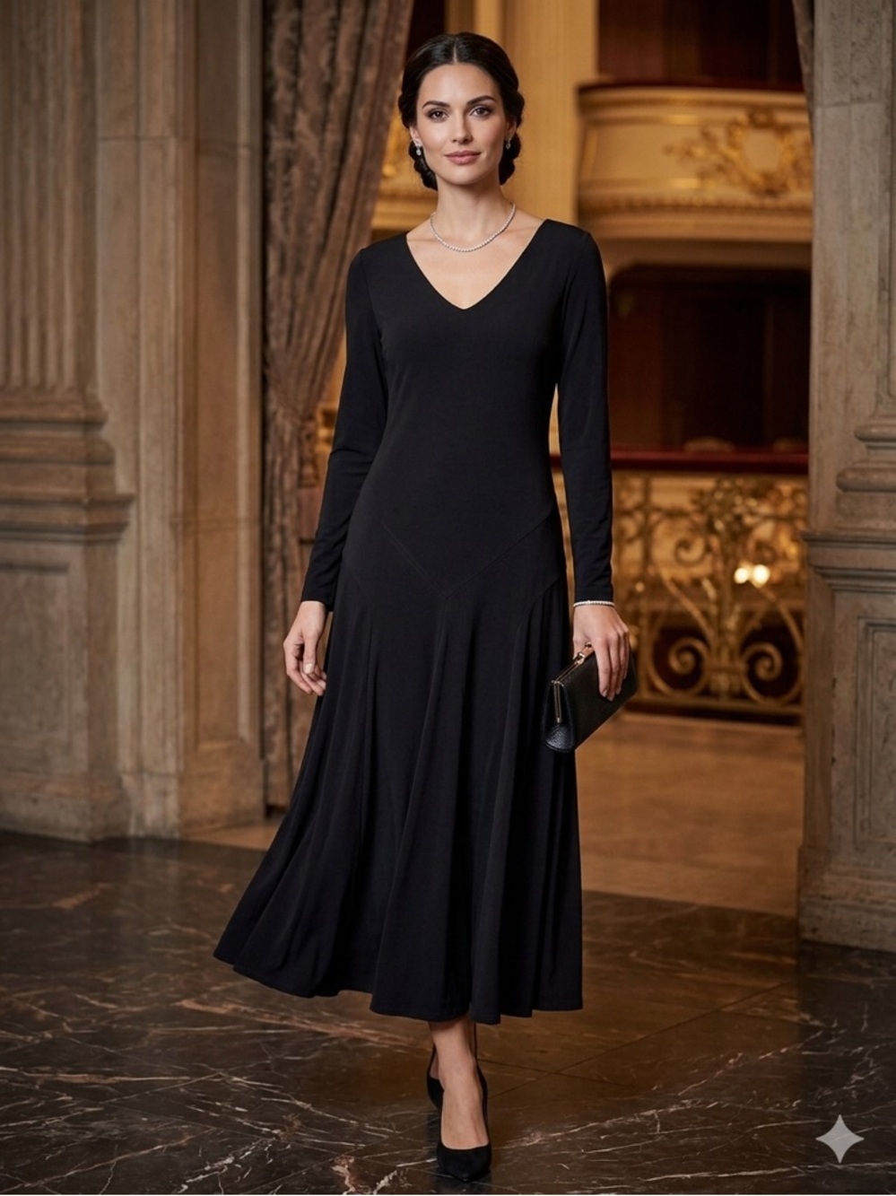 Lauren Ralph Lauren Black Seamed Dress